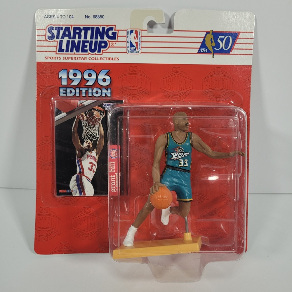 Starting Lineup 1996 Grant Hill Detroit Pistons Figure with Card NBA 50 Kenner